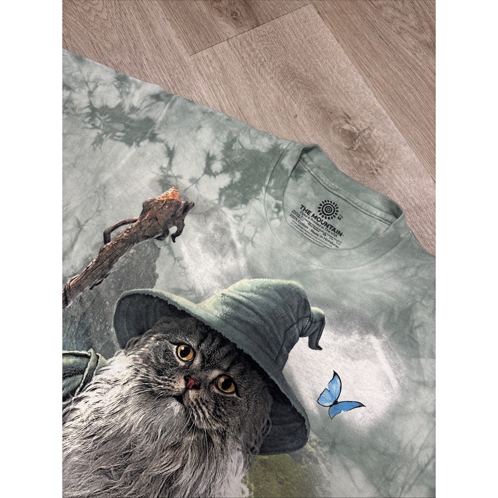 The Mountain Catdalf T Shirt Mens Medium Cat Gandalf Lord Rings Fantasy Tie Dye